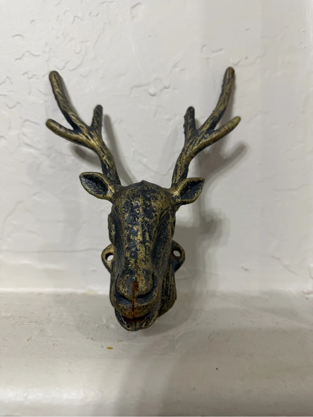 Decorative Antler Wall Hook - Gold Accent